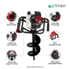 agritorque tx-52 type 52 cc 2 stroke earth auger